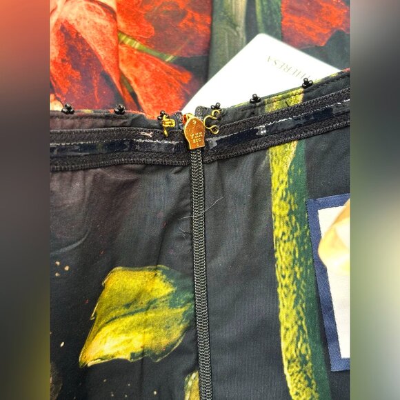 AGUA Tonia Paramo strapless lace-trimmed embellished floral-print cotton dress - Picture 12 of 17